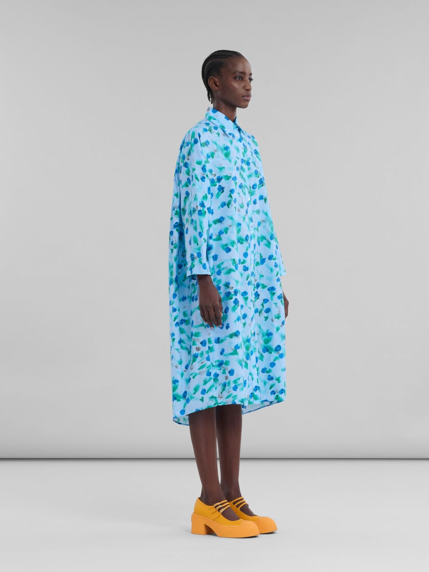 LIGHT BLUE POPLIN SHIRT DRESS WITH REVERIE PRINT - 6