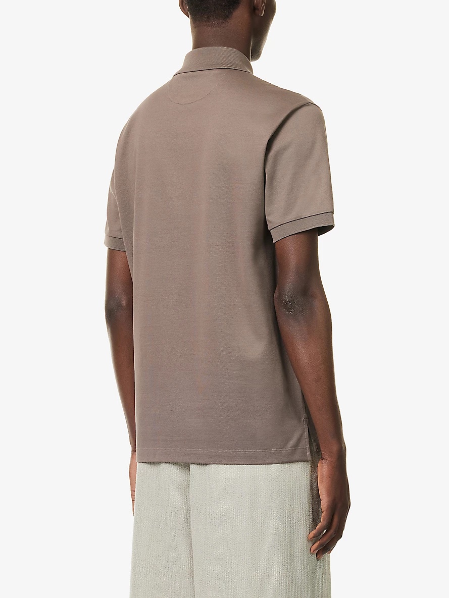 Striped-placket regular-fit cotton polo shirt - 4