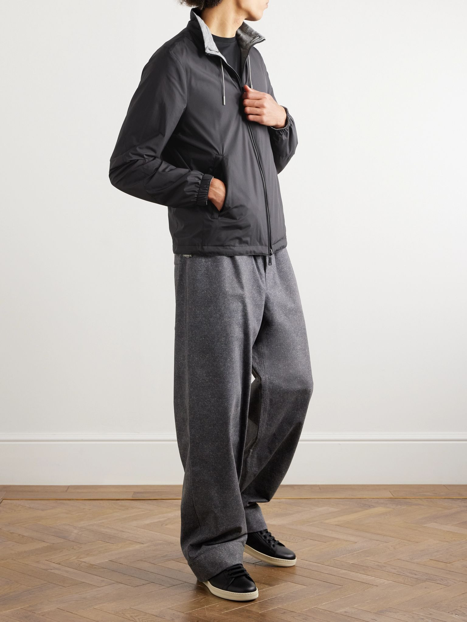 Reversible Shell and Cashmere, Cotton and Silk-Blend Jacket Black - 2