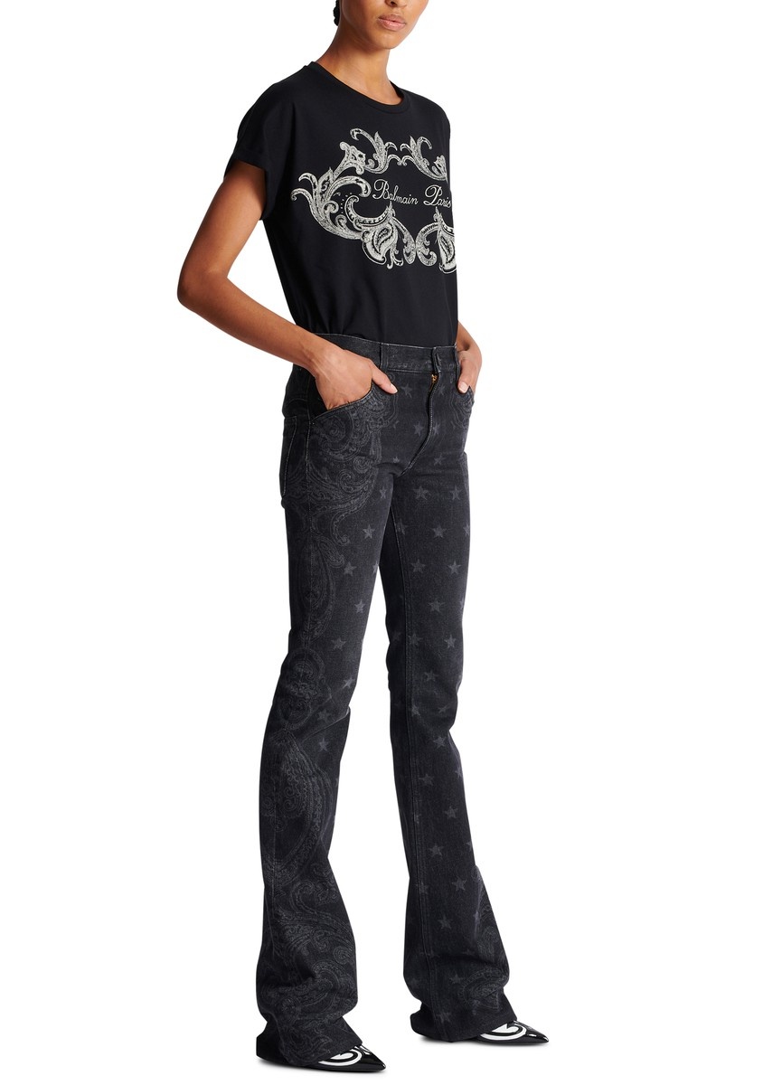 Stars and Paisley Print Denim Jeans - 7