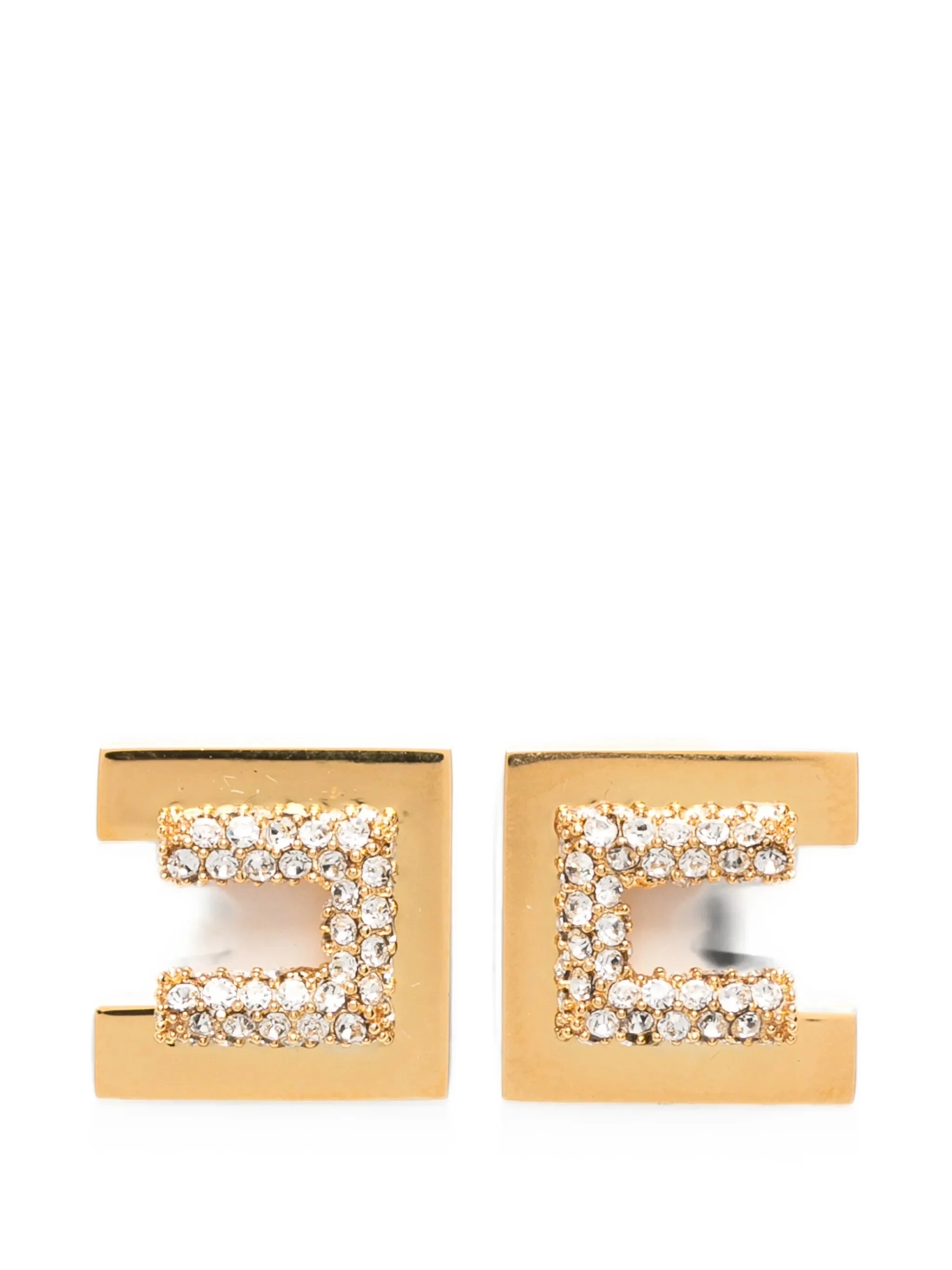 Elisabetta Franchi Crystal-embellished Logo-plaque Earrings - 1