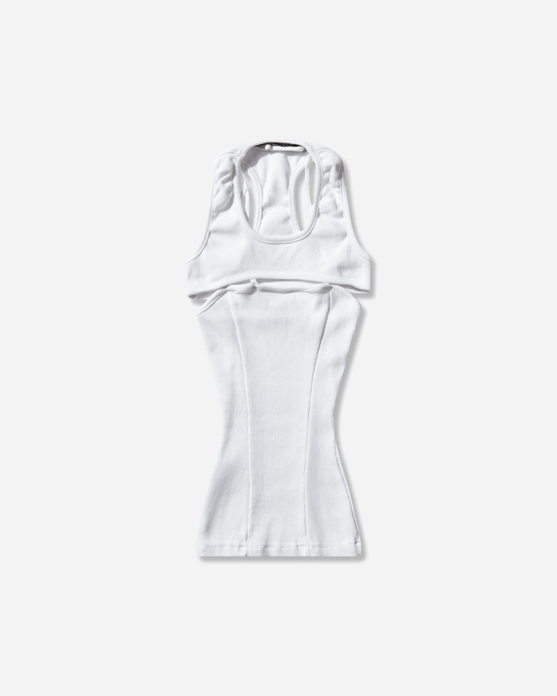 Women's Split Racerback Rib Tank Top White 1