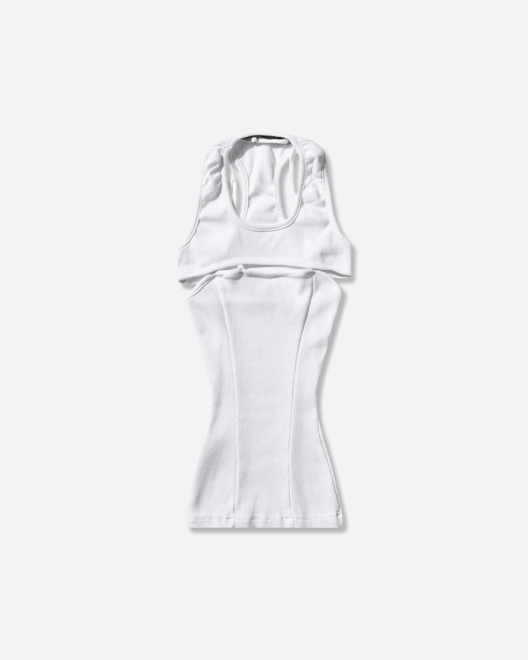 Women's Split Racerback Rib Tank Top White - 1