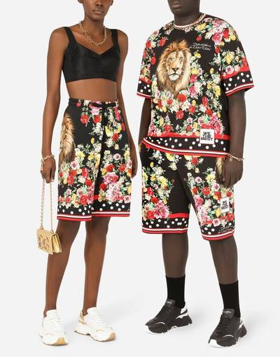 Dolce & Gabbana Jersey jogging shorts with lion mix print outlook