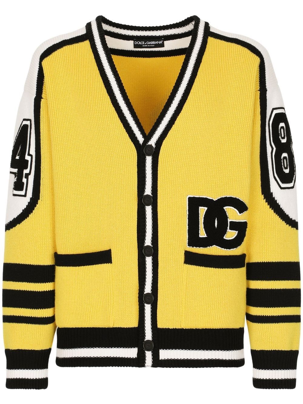 logo-patch panelled cardigan - 1