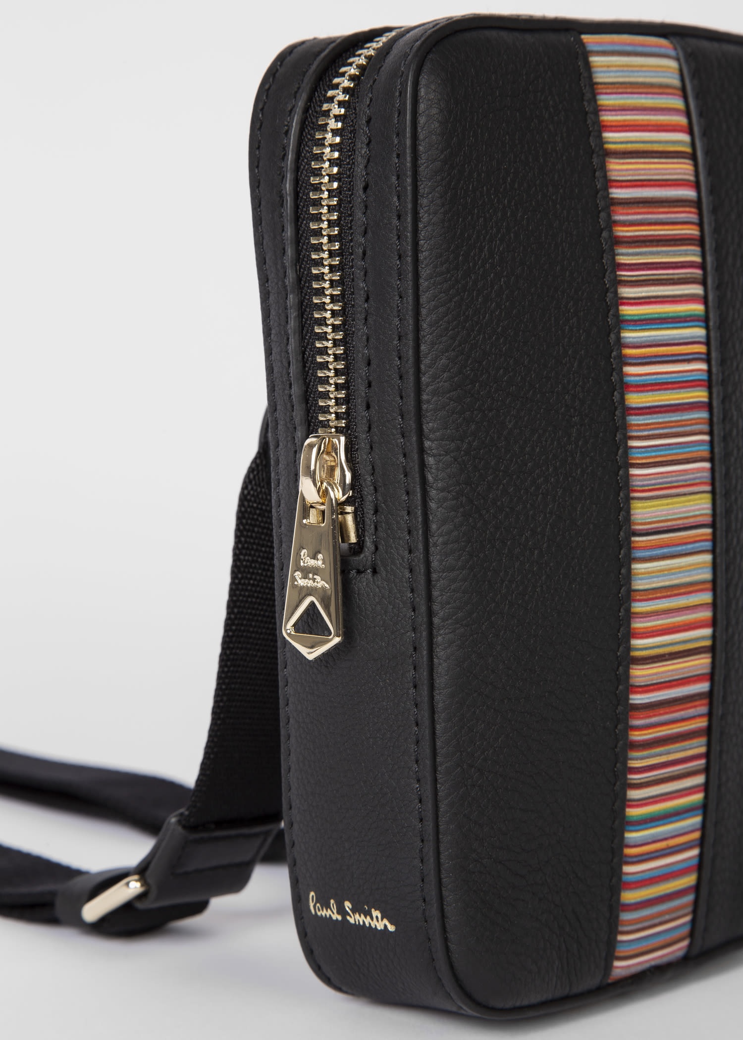 'Signature Stripe' Leather Neck Pouch - 3