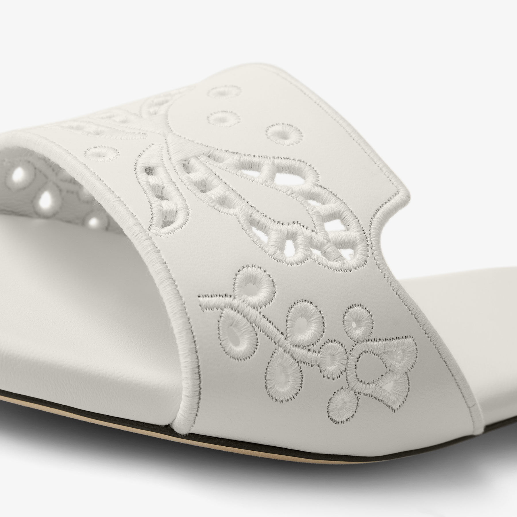 Ariane Flat
Latte Nappa Leather Slide with Sangallo Embroidery - 4