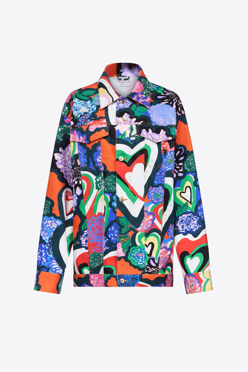 HEART PRINTED DENIM JACKET - 1