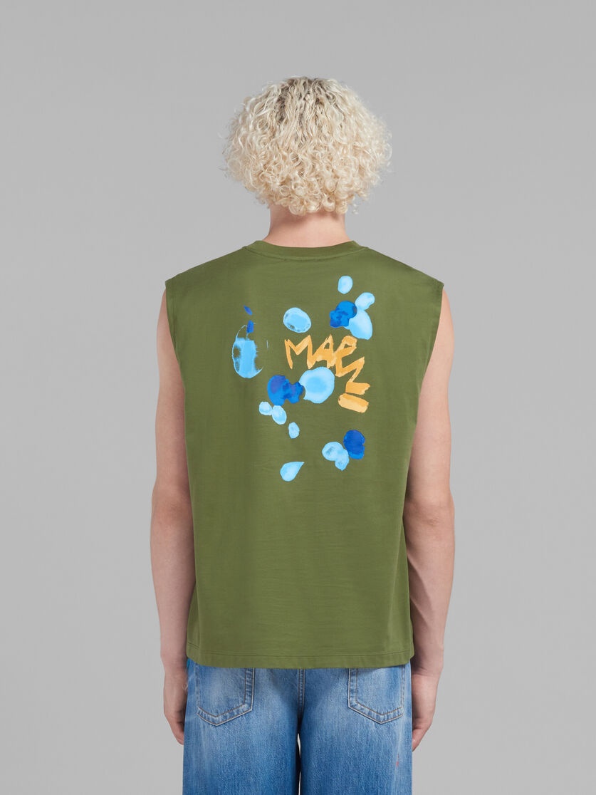 GREEN BIO COTTON TANK TOP WITH MARNI DRIPPING PRINT - 3