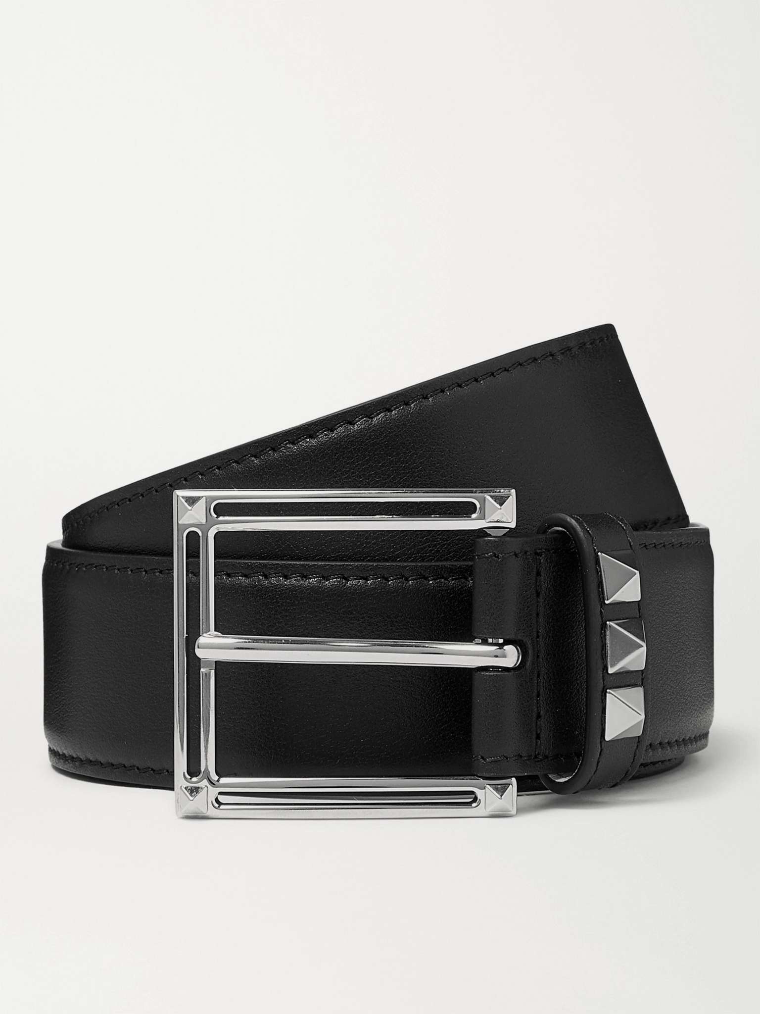 Valentino Garavani 3.5cm Black Rockstud Leather Belt - 1