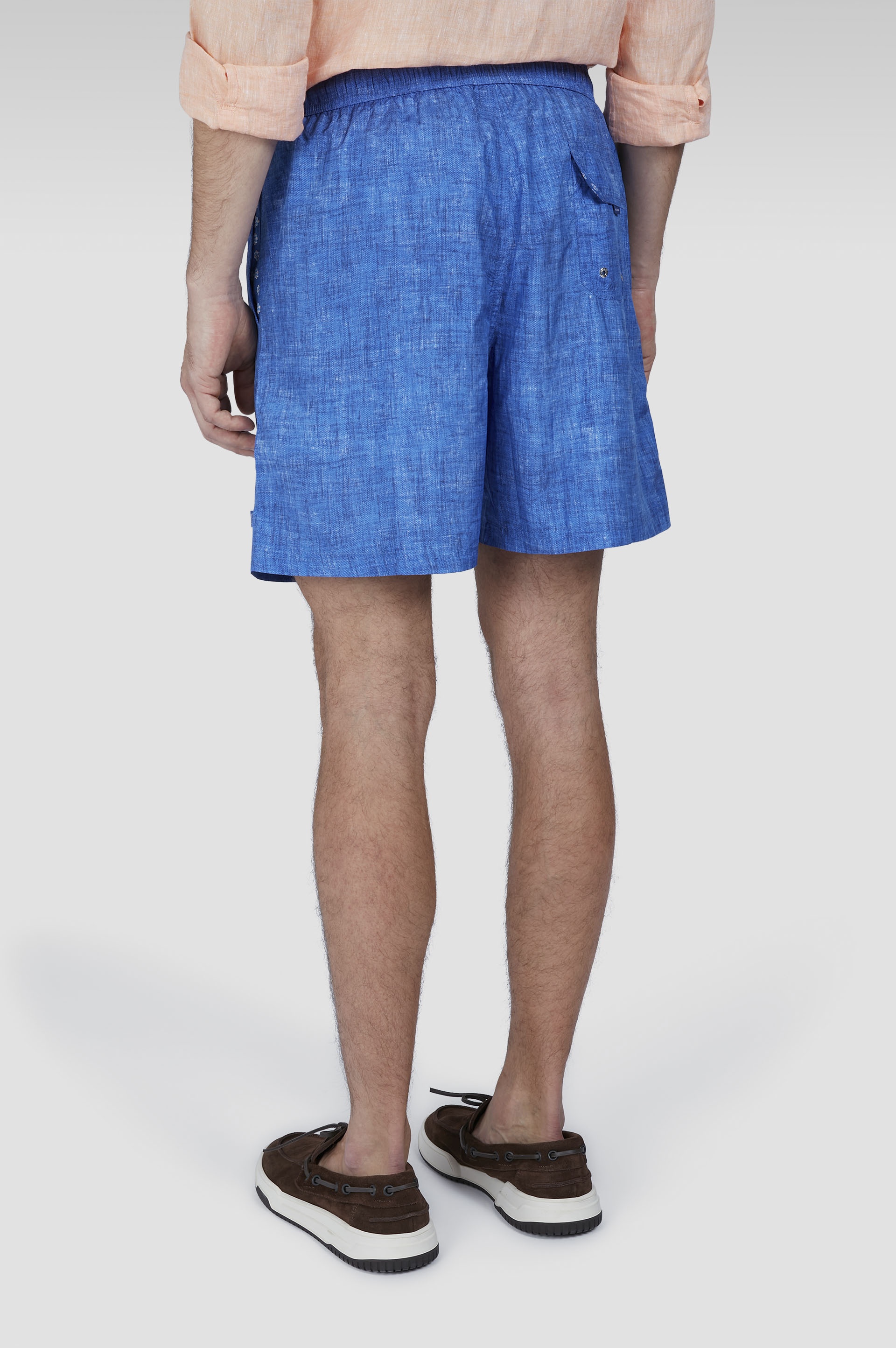 SWIM SHORTS WITH LINEN-EFFECT PRINT - 3