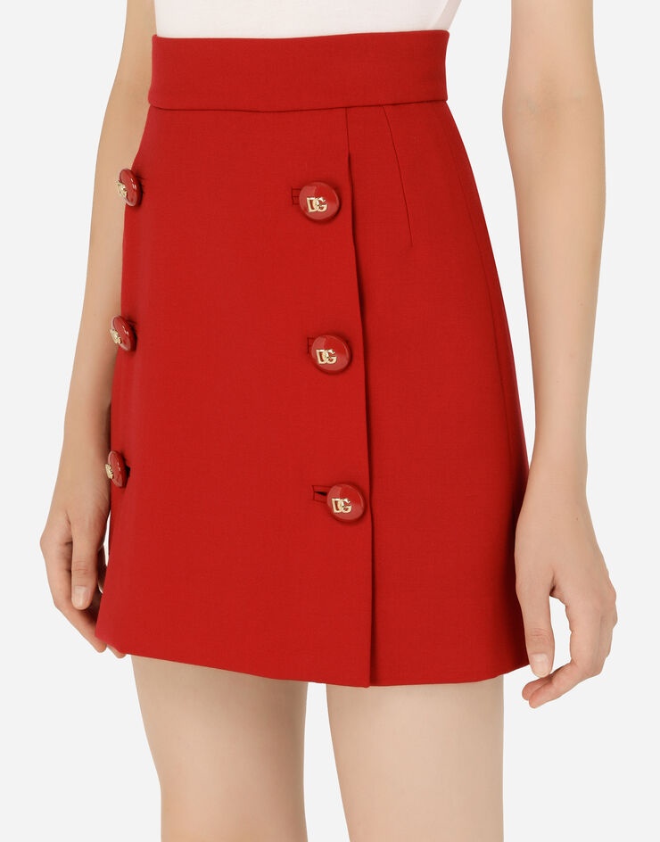 Wool miniskirt with branded buttons - 4