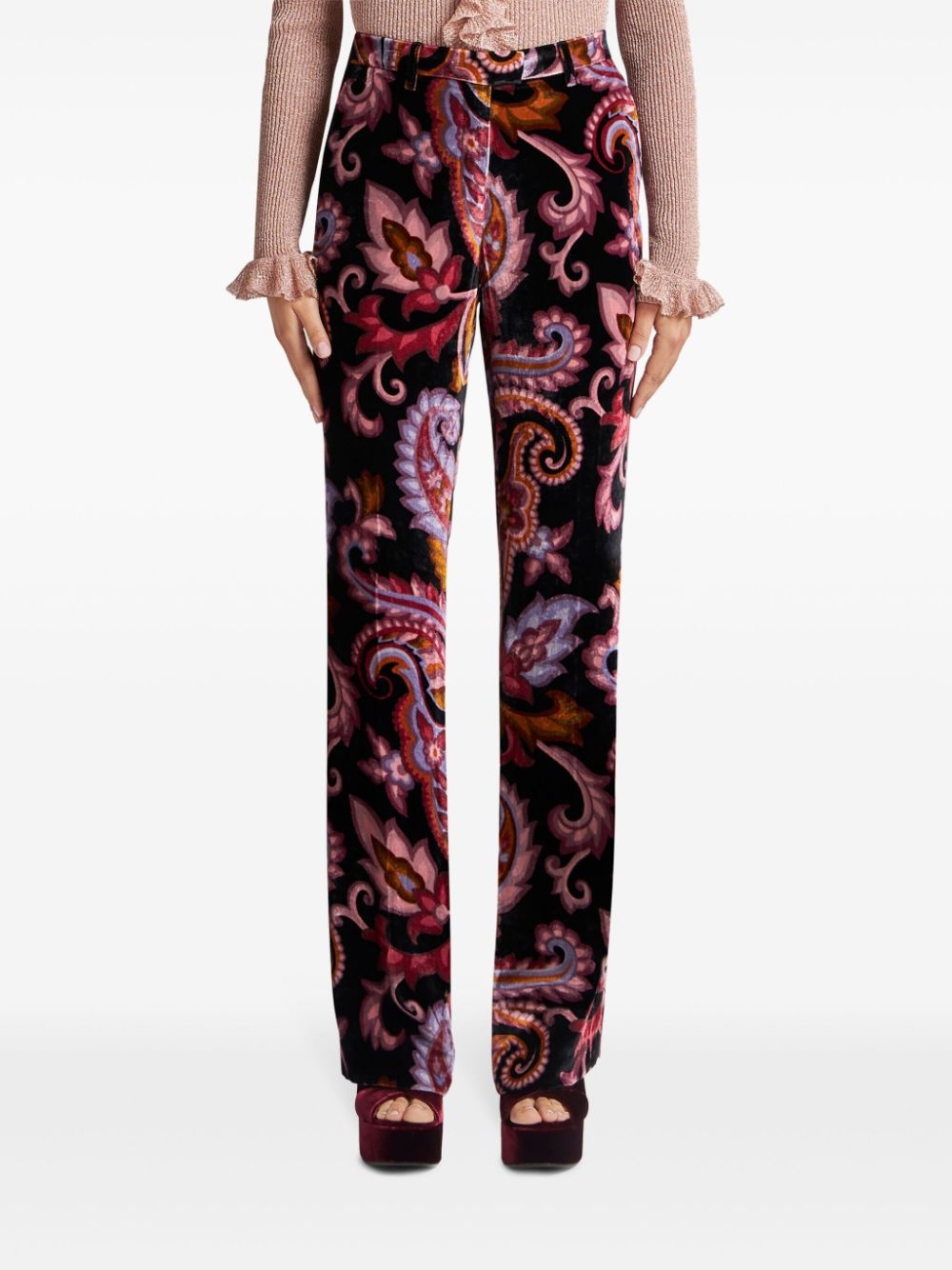 paisley velvet trousers - 3