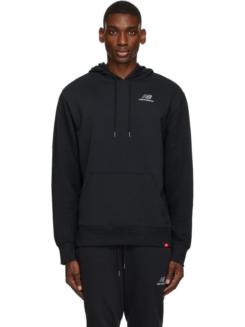 Black Essentials Embroidered Hoodie - 1