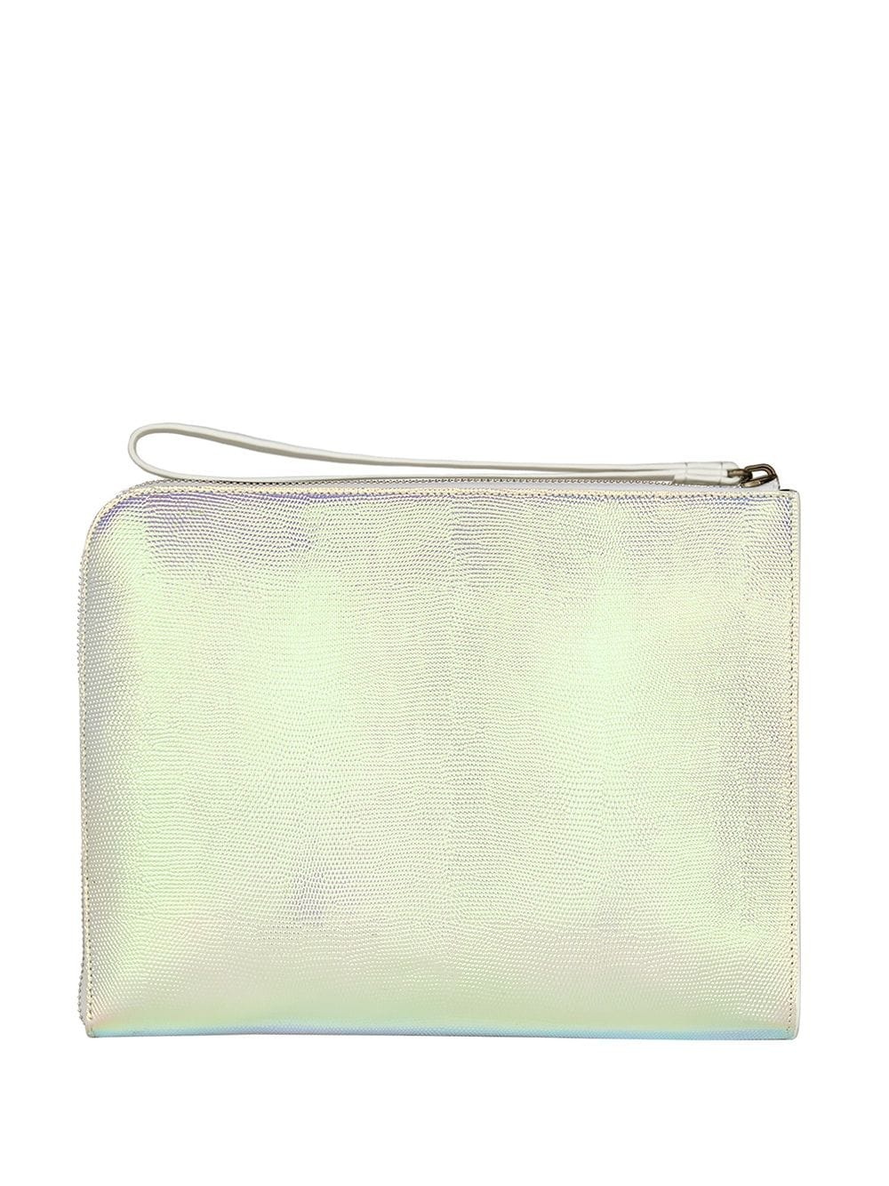 metallic-print zipped clutch bag - 2