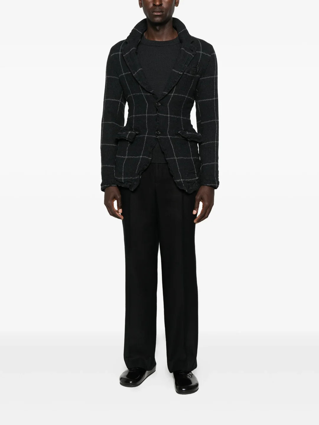 Wool Windowpane Check Jacket - 2