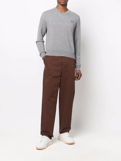 Acne Studios face patch V-neck jumper outlook