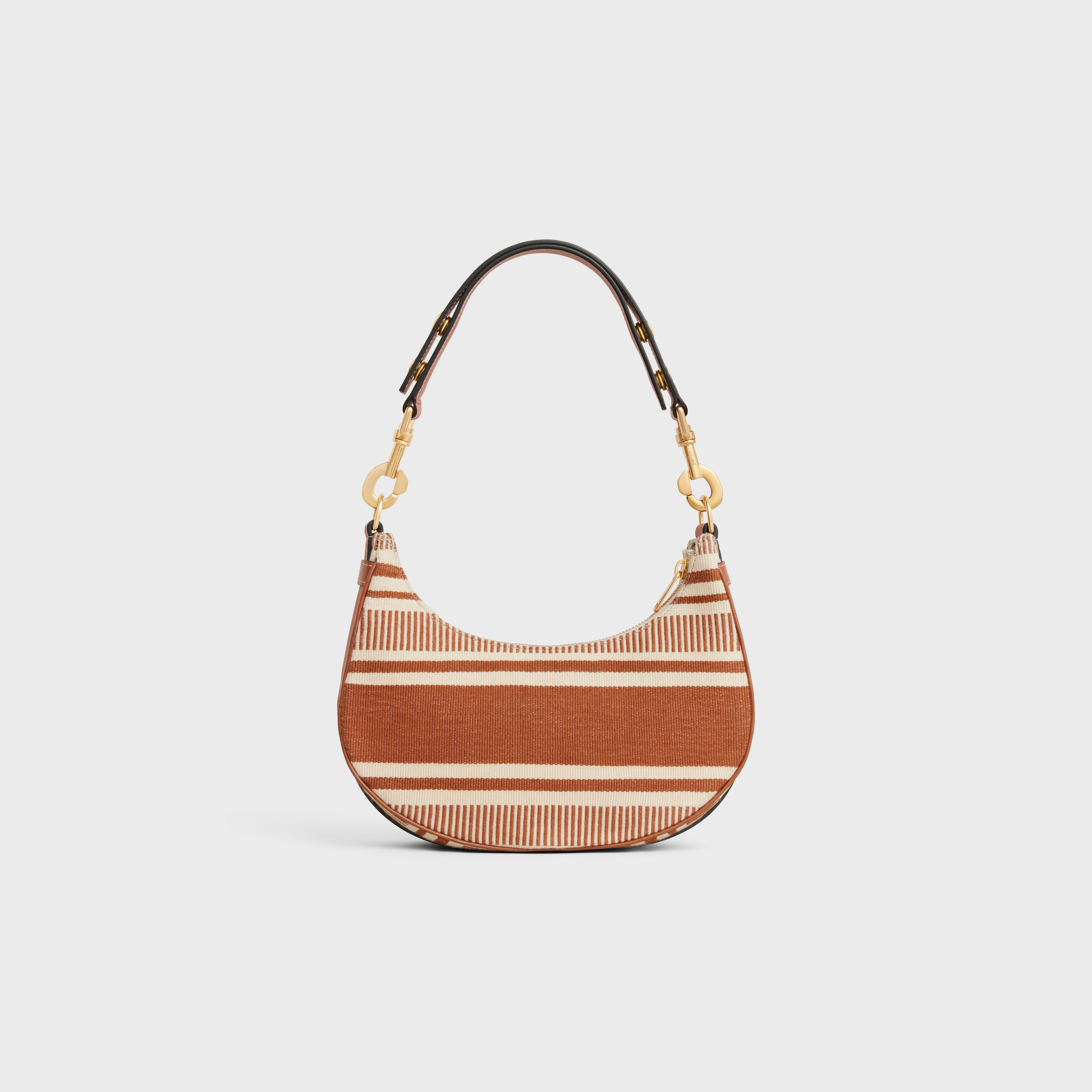 Medium Ava Strap Bag in STRIPED TEXTILE WITH CELINE - 3