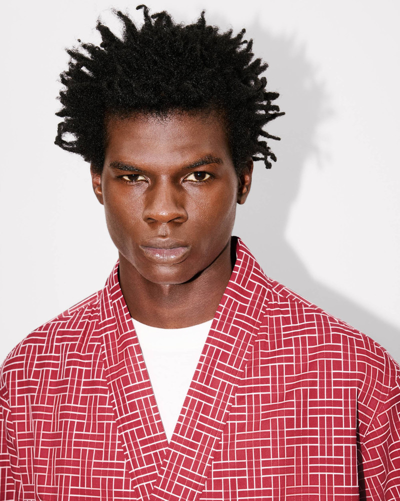 'KENZO Weave' kimono short sleeve shirt in cotton jacquard 6