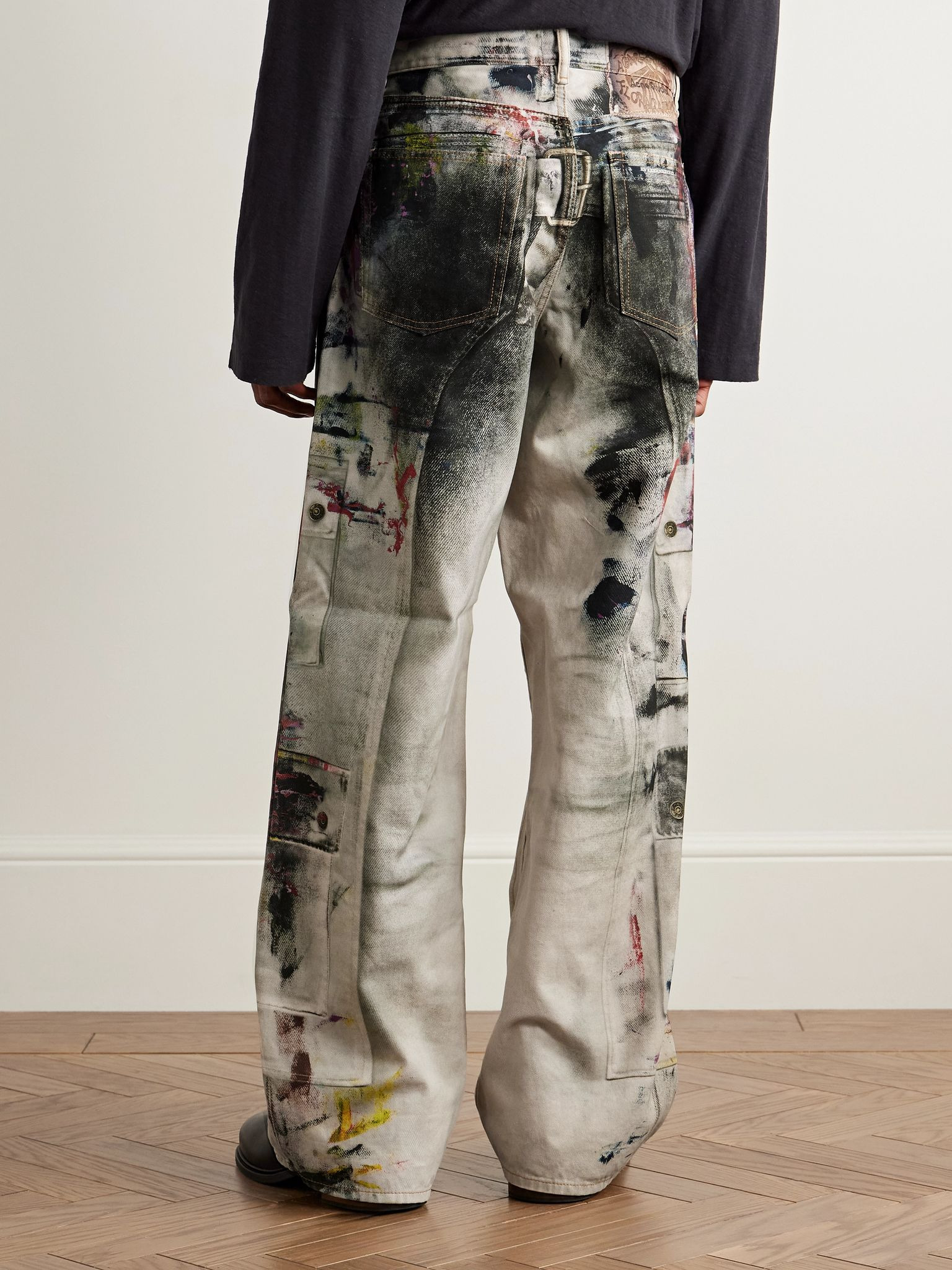 1981 Wide-Leg Trompe L'oeil Printed Jeans Off-white - 4