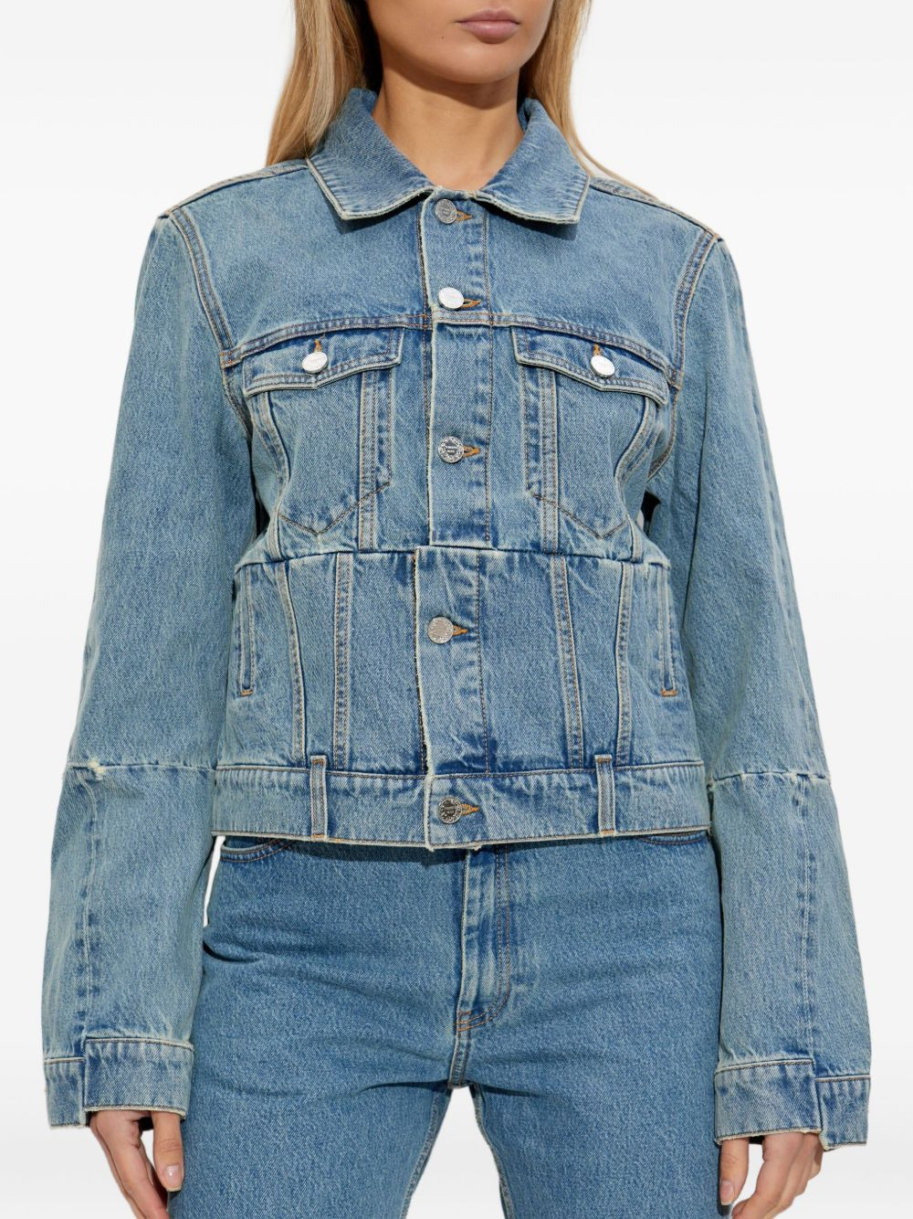 panelled denim jacket - 4