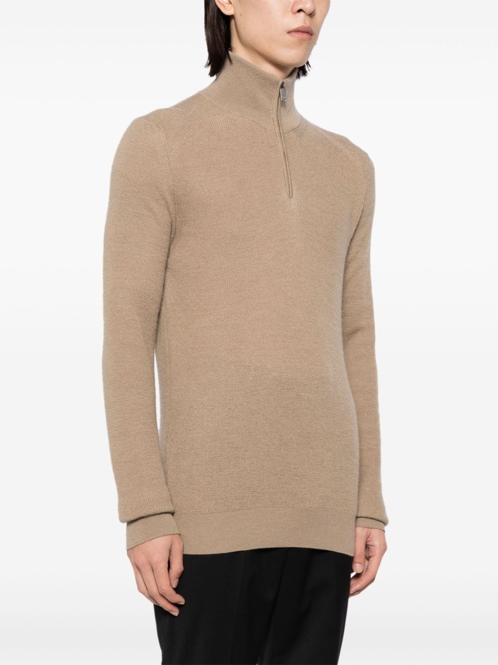 high neck zip-up jumper - 3