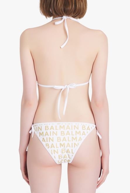 White and gold bikini with Balmain monogram motif - 5