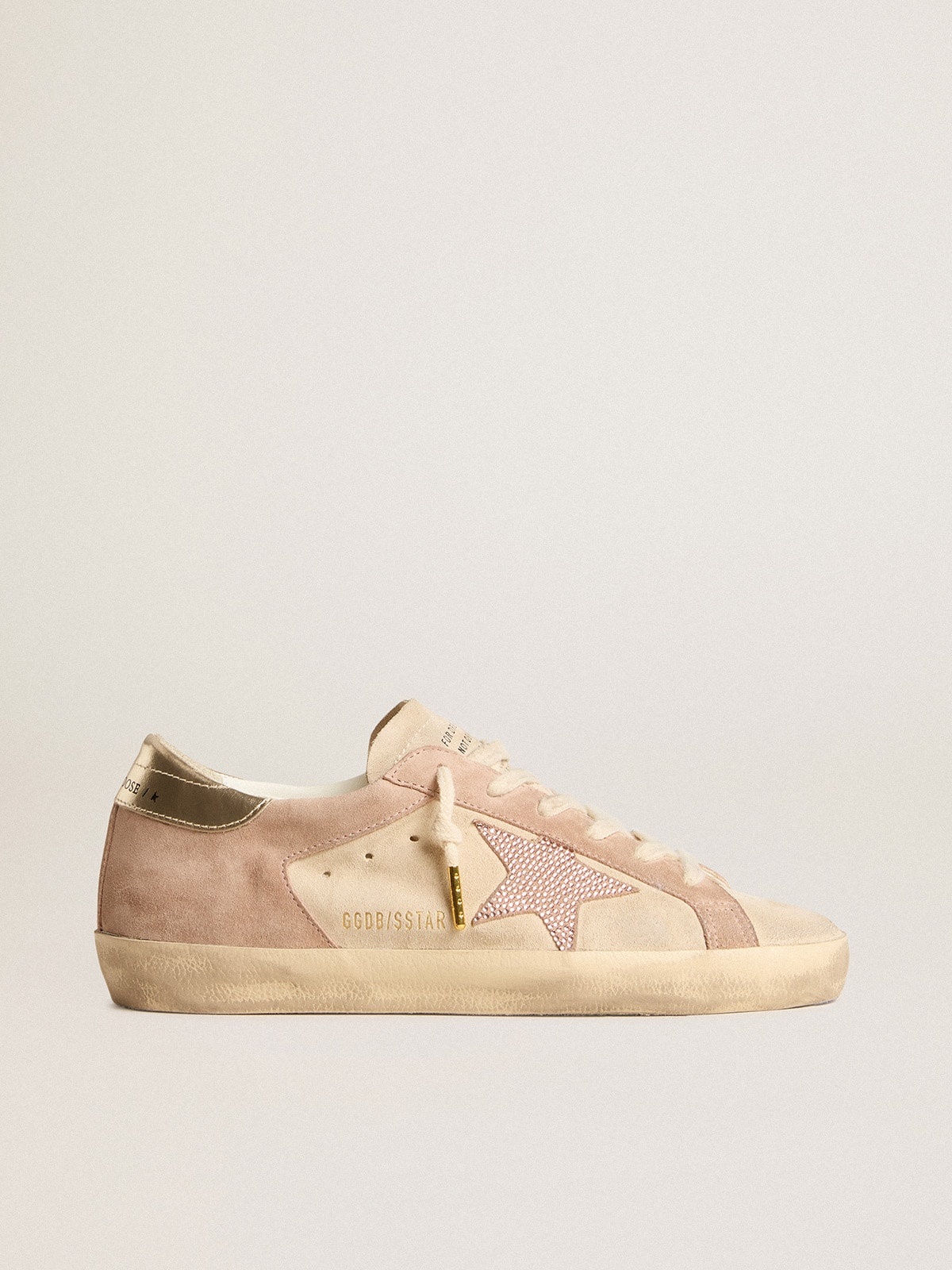 Super-Star in pale pink suede with suede star and platinum heel tab - 1
