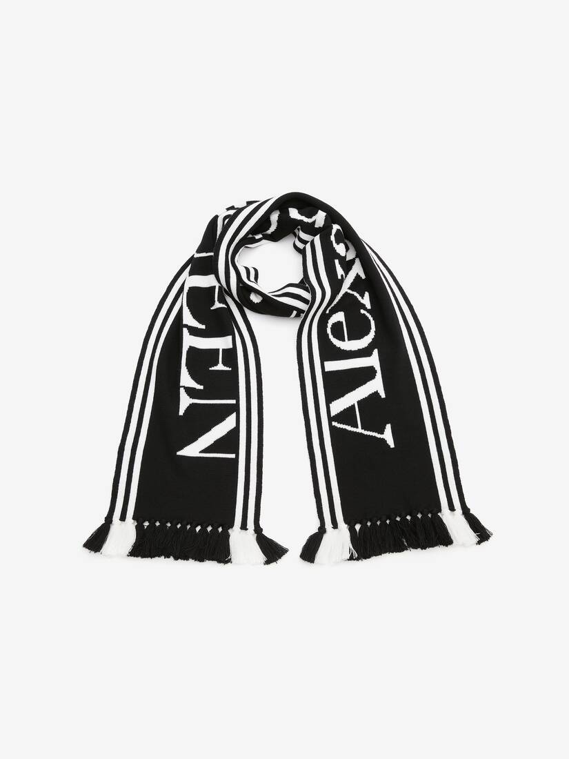 Women's McQueen Knit Scarf in Black/ivory - 2