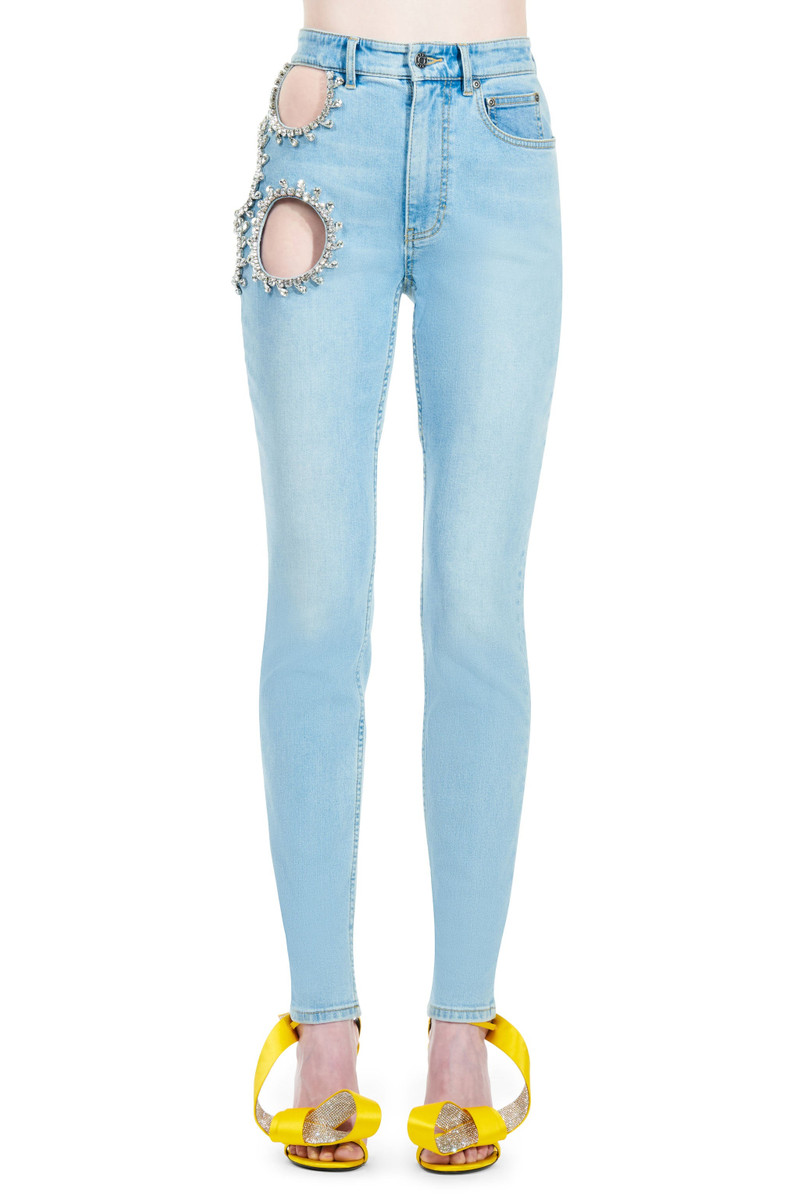 CRYSTAL GRAPE CUTOUT SKINNY JEAN - 1