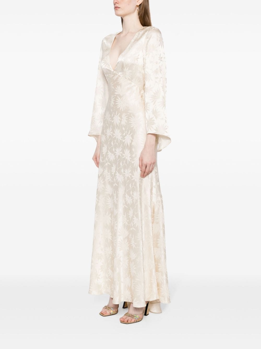 Rosabella floral-jacquard silk gown - 3