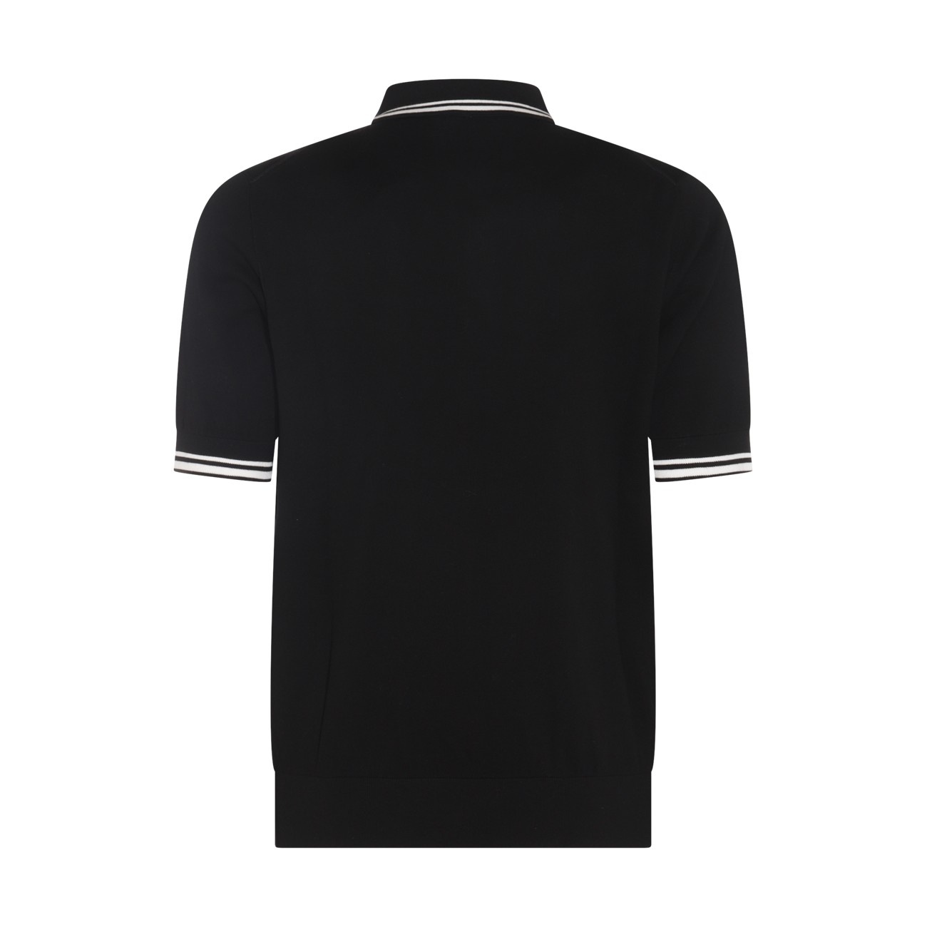 black and white cotton blend polo shirt - 2