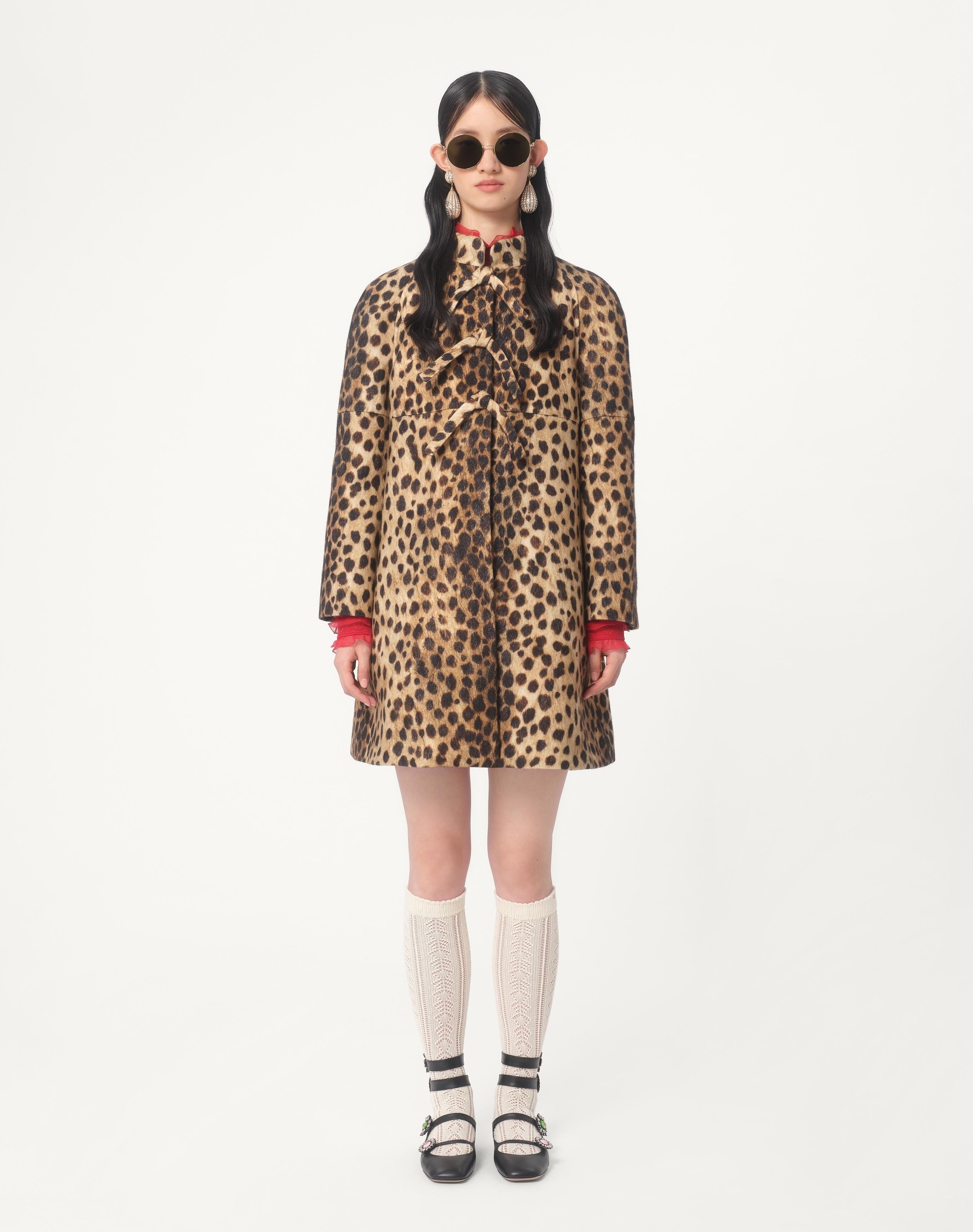 JAGUAR SPOTS PRINTED WOOL CLOTH COAT - 6
