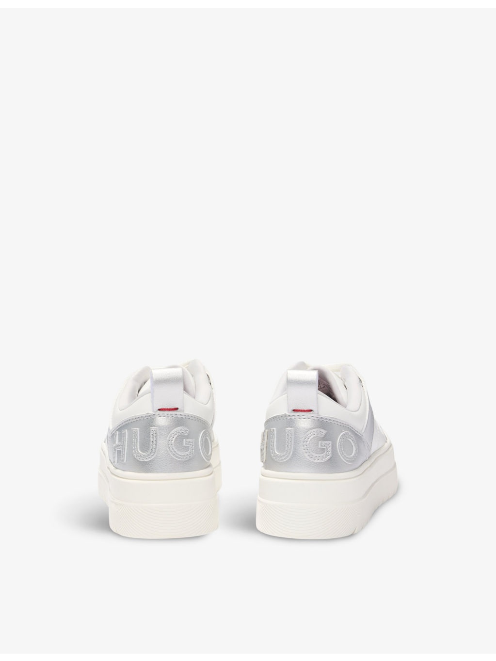 Branded metallic-panel faux-leather low-top trainers - 4