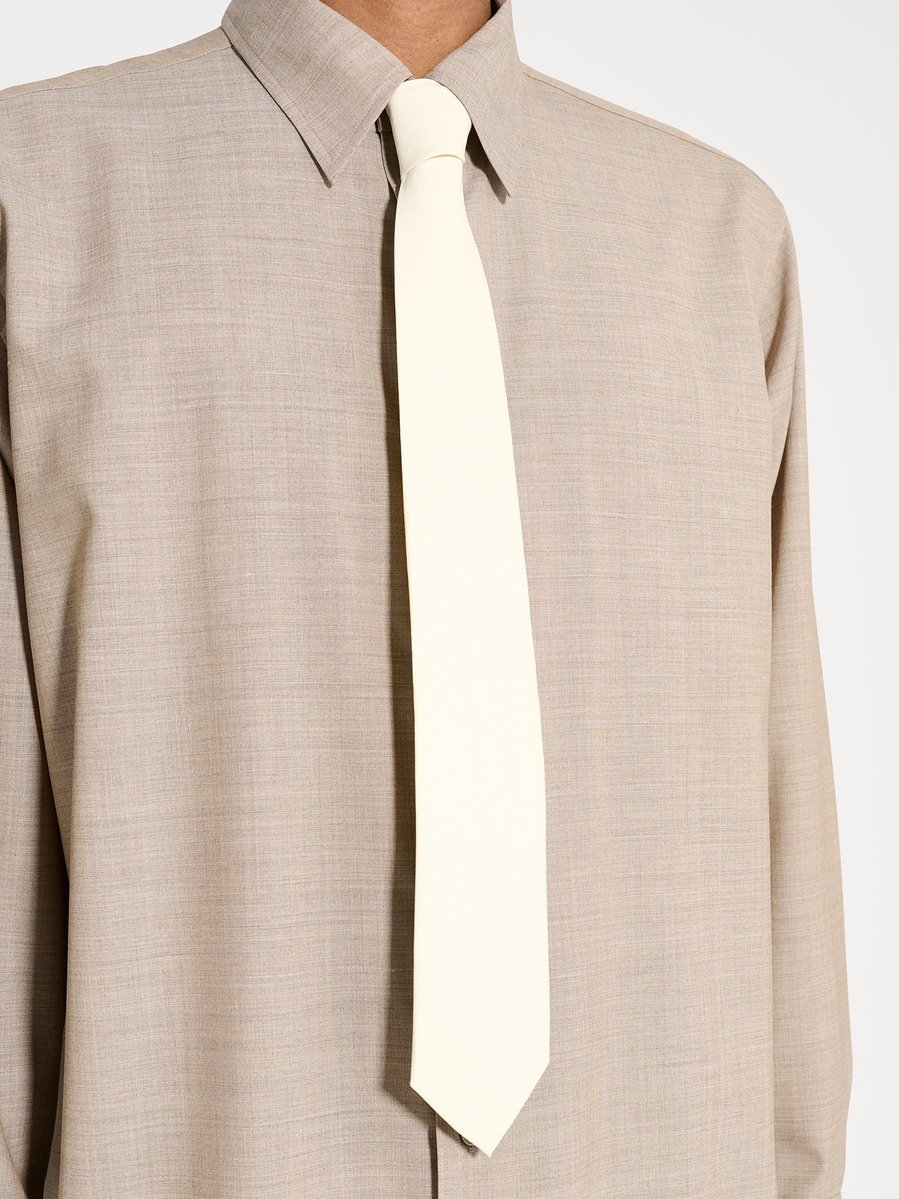 AURALEE WASHED FINX TWILL TIE LIGHT YELLOW - 4