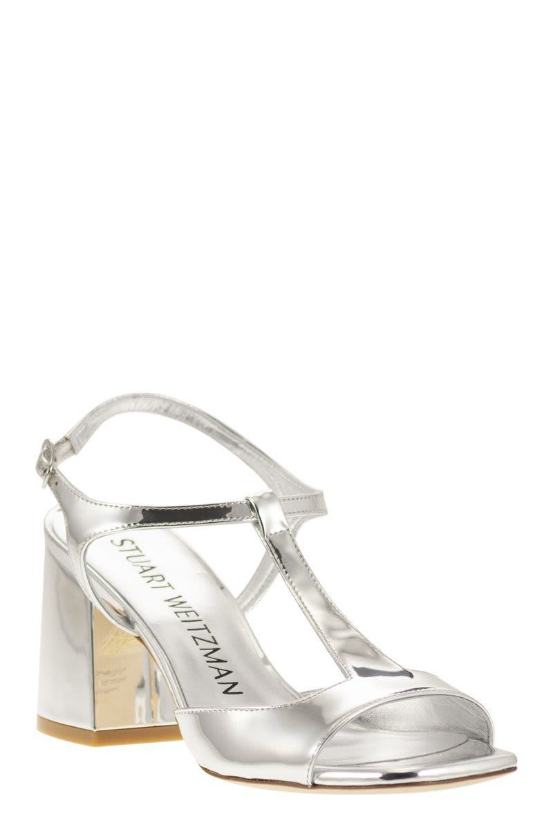 STUART WEITZMAN FLAREBLOCK - MIRRORED LEATHER T-SANDAL - 2