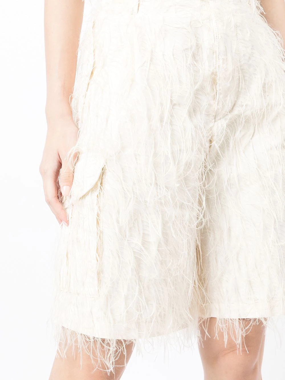 fringed cargo shorts - 5