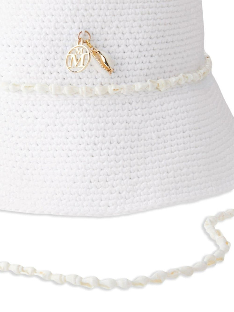 MAISON MICHEL Axel shell-embellished knitted bucket hat outlook