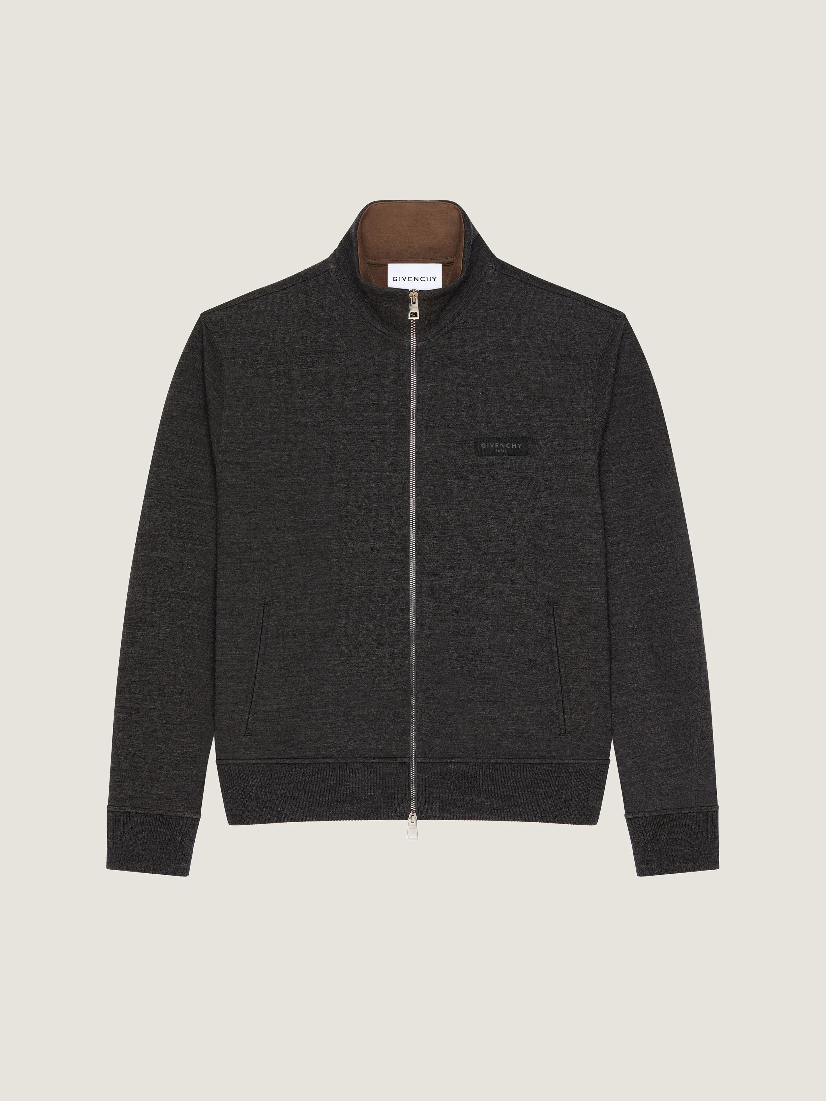 ZIPPED SWEATSHIRT IN WOOL WITH GIVENCHY PARIS GROS GRAIN - 1