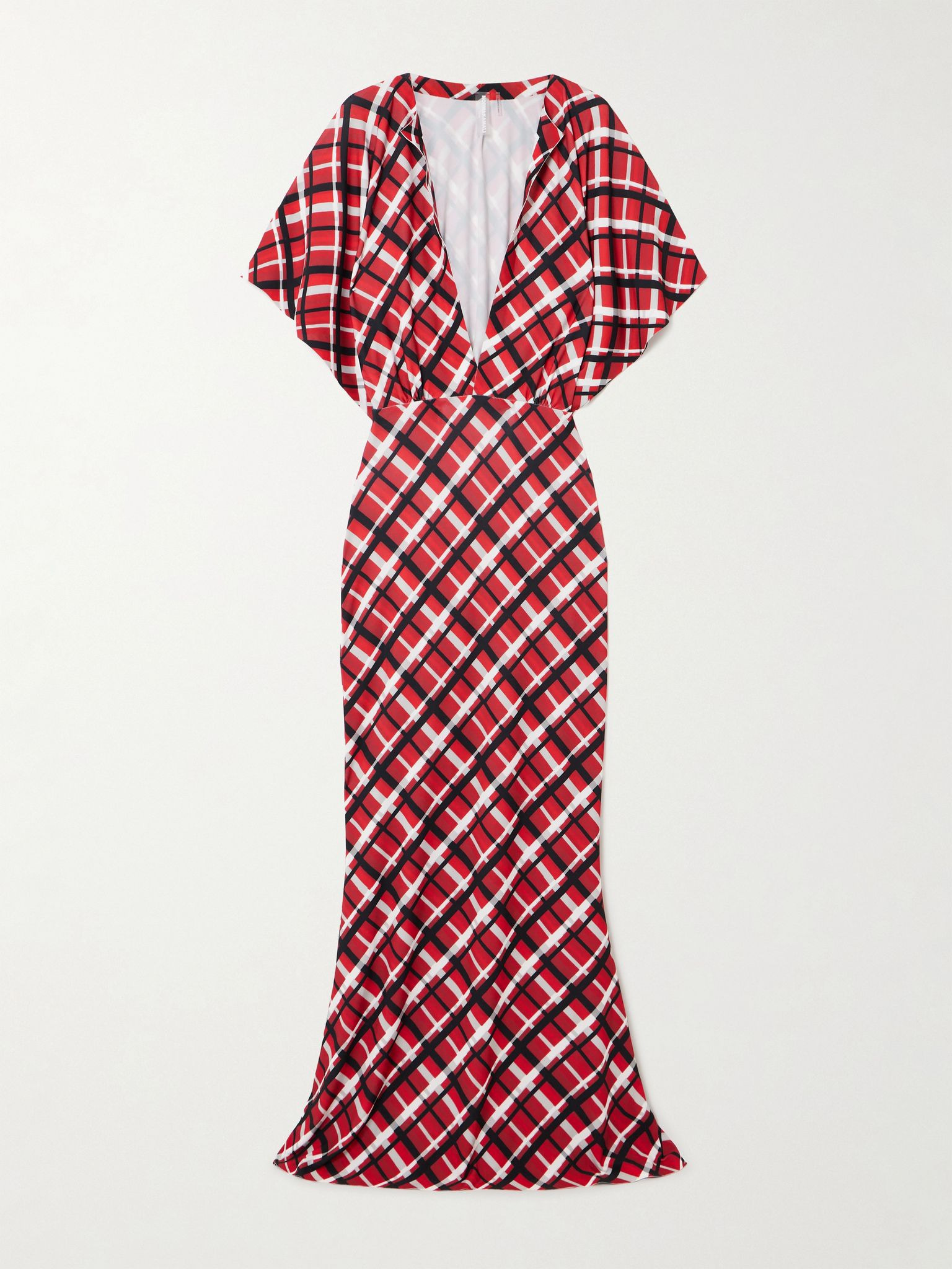 Obie checked stretch-jersey gown Red - 1