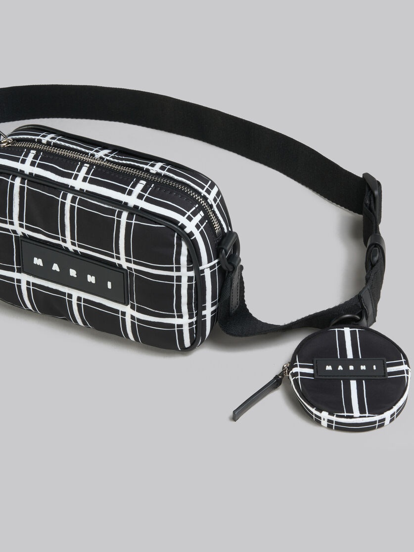 BLACK CHECKED PUFF CAMERA BAG - 5