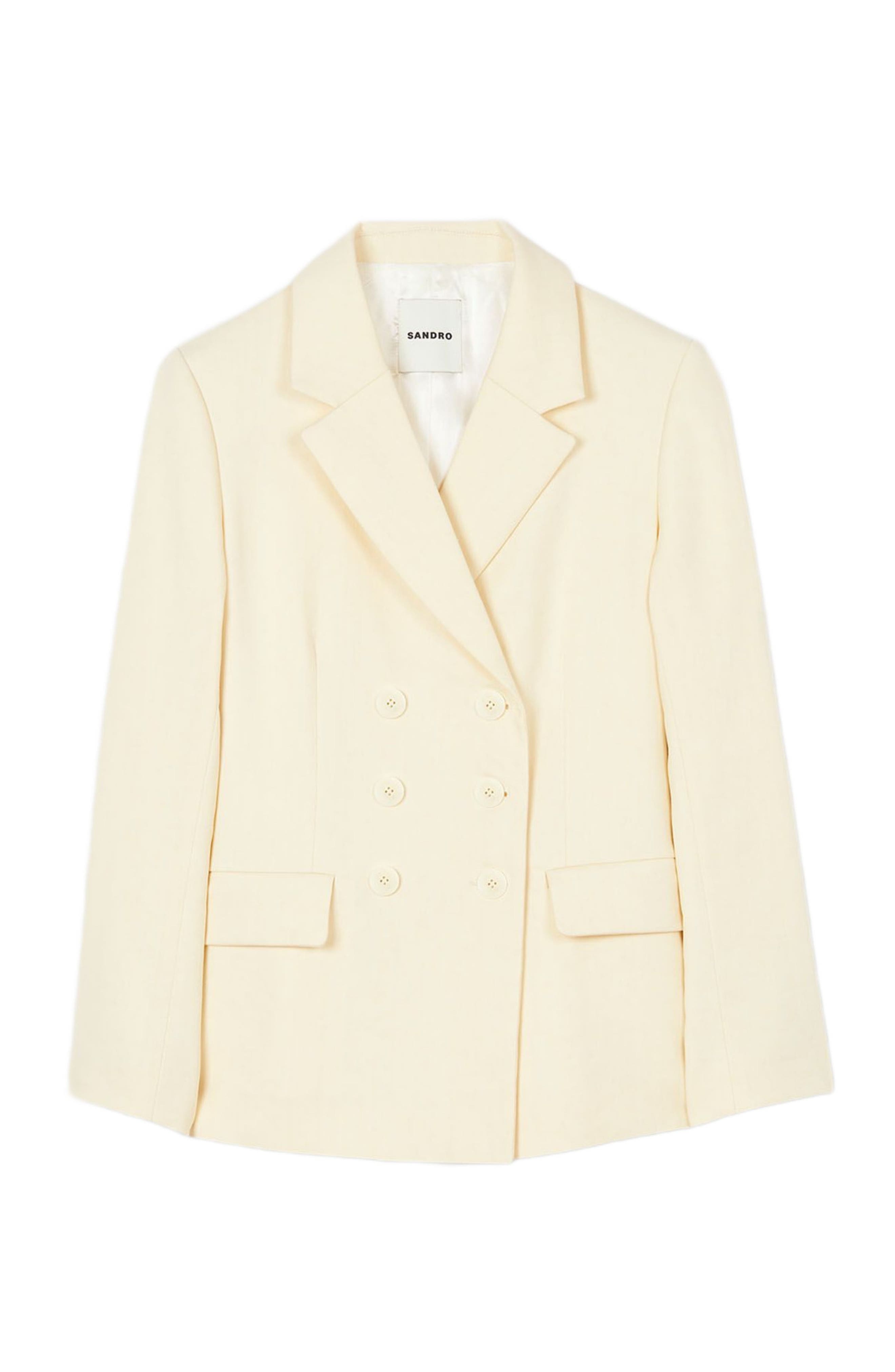 SANDRO Double-breasted suit jacket in Ecru at Nordstrom - 5