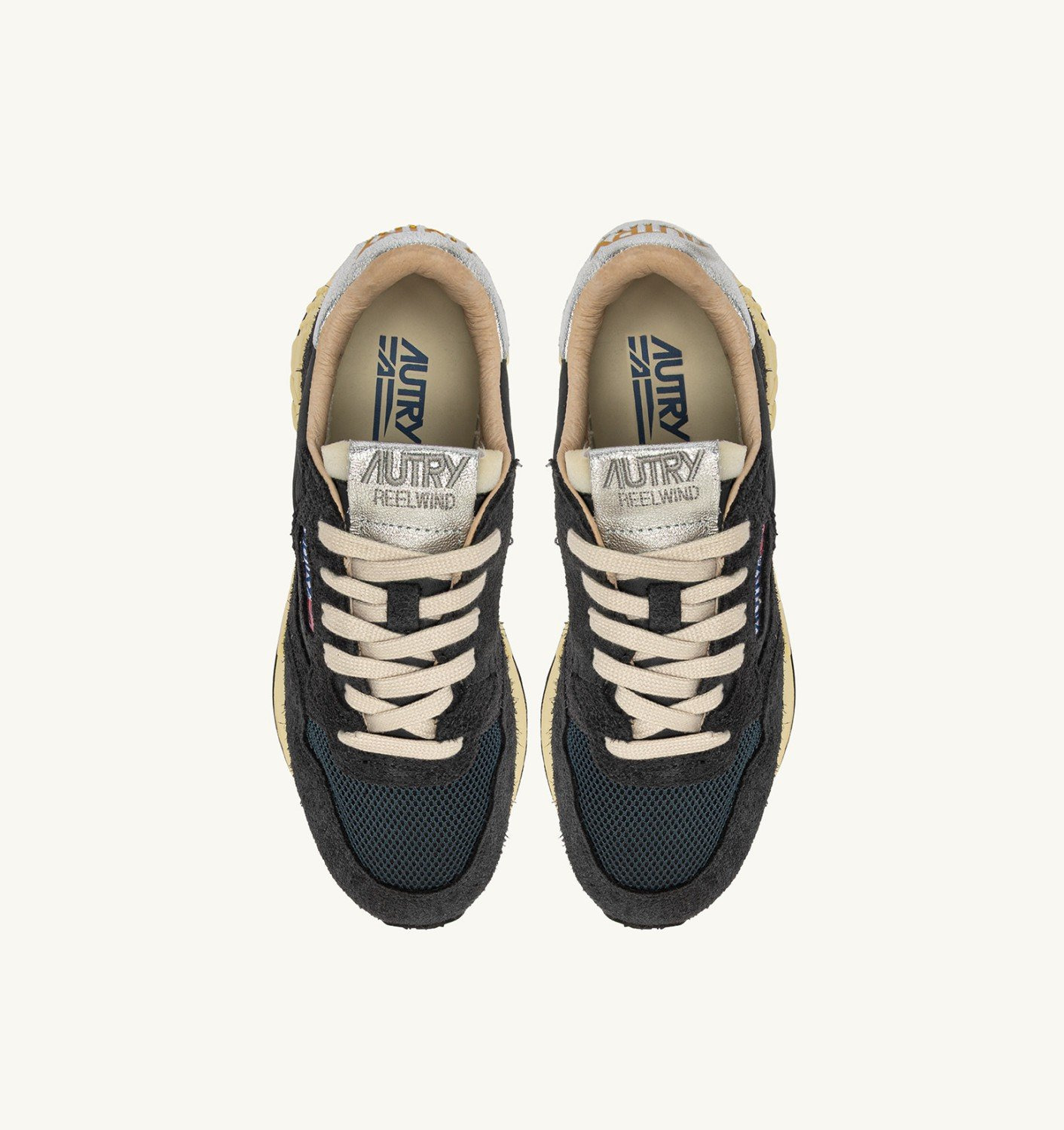 REELWIND LOW SNEAKERS IN CARBON AND SILVER TONE NYLON SUEDE AND LEATHER - 5