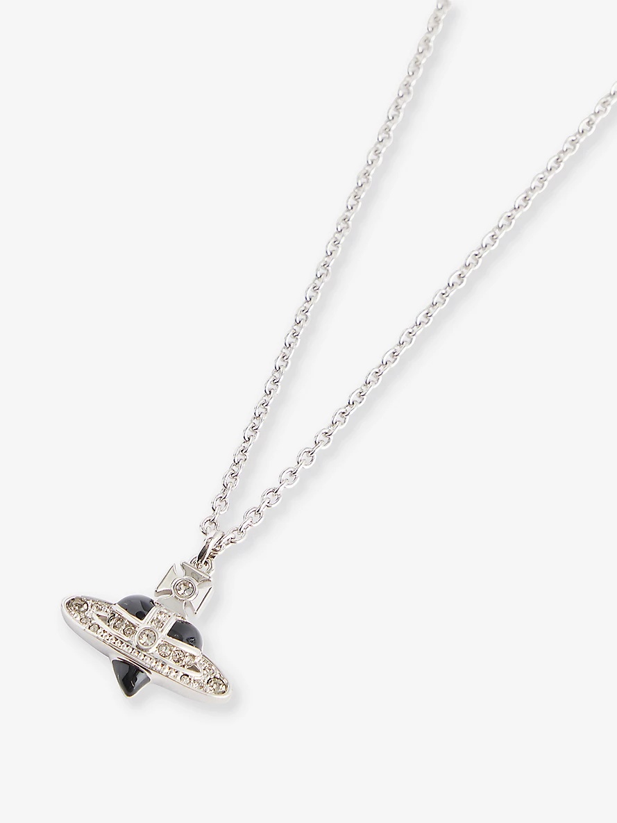 Diamante Heart silver-tone brass and crystal pendant necklace - 2