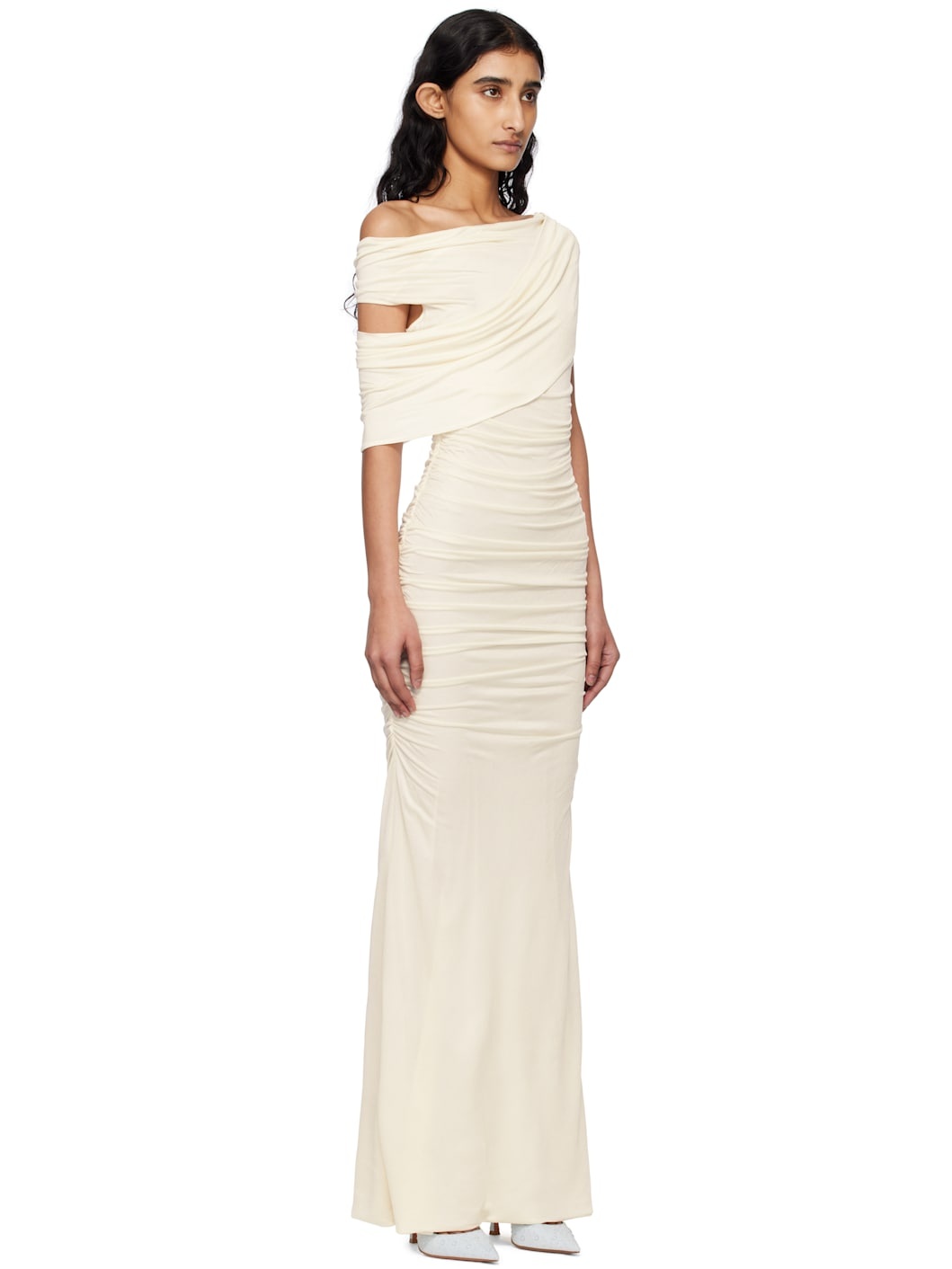 Off-White One-Shoulder Maxi Dress - 2