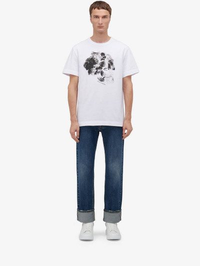 Alexander McQueen Men's Fold Skull T-shirt in White/black outlook