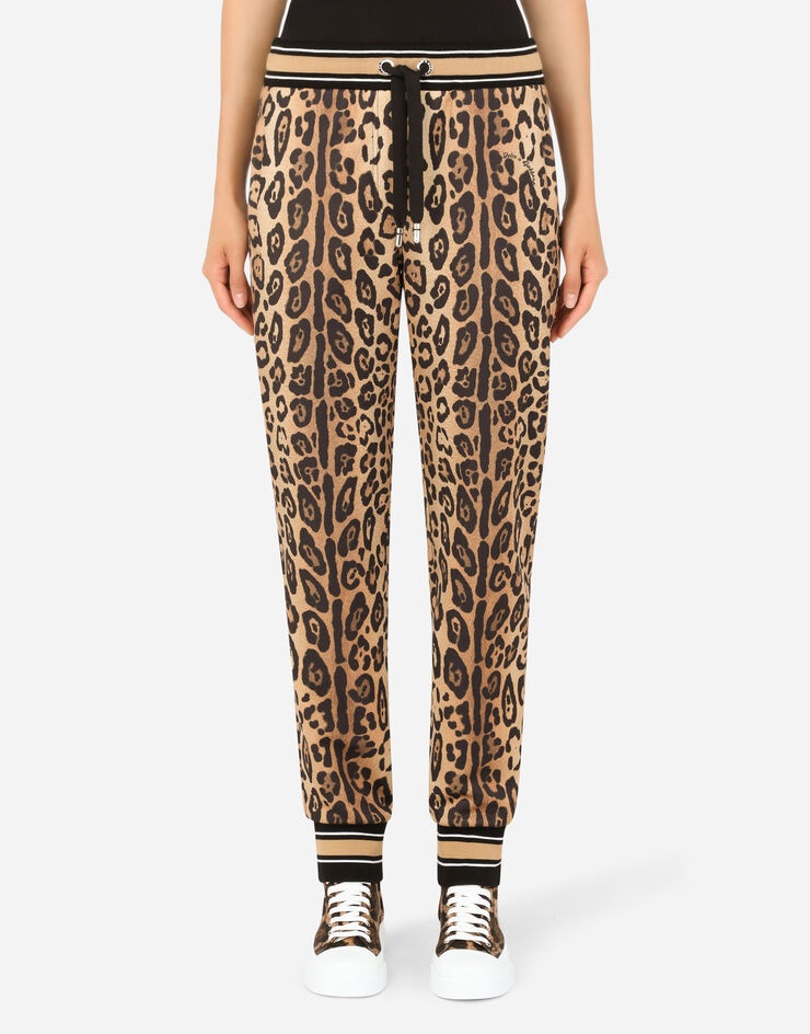 Jersey jogging pants with leopard print - 1