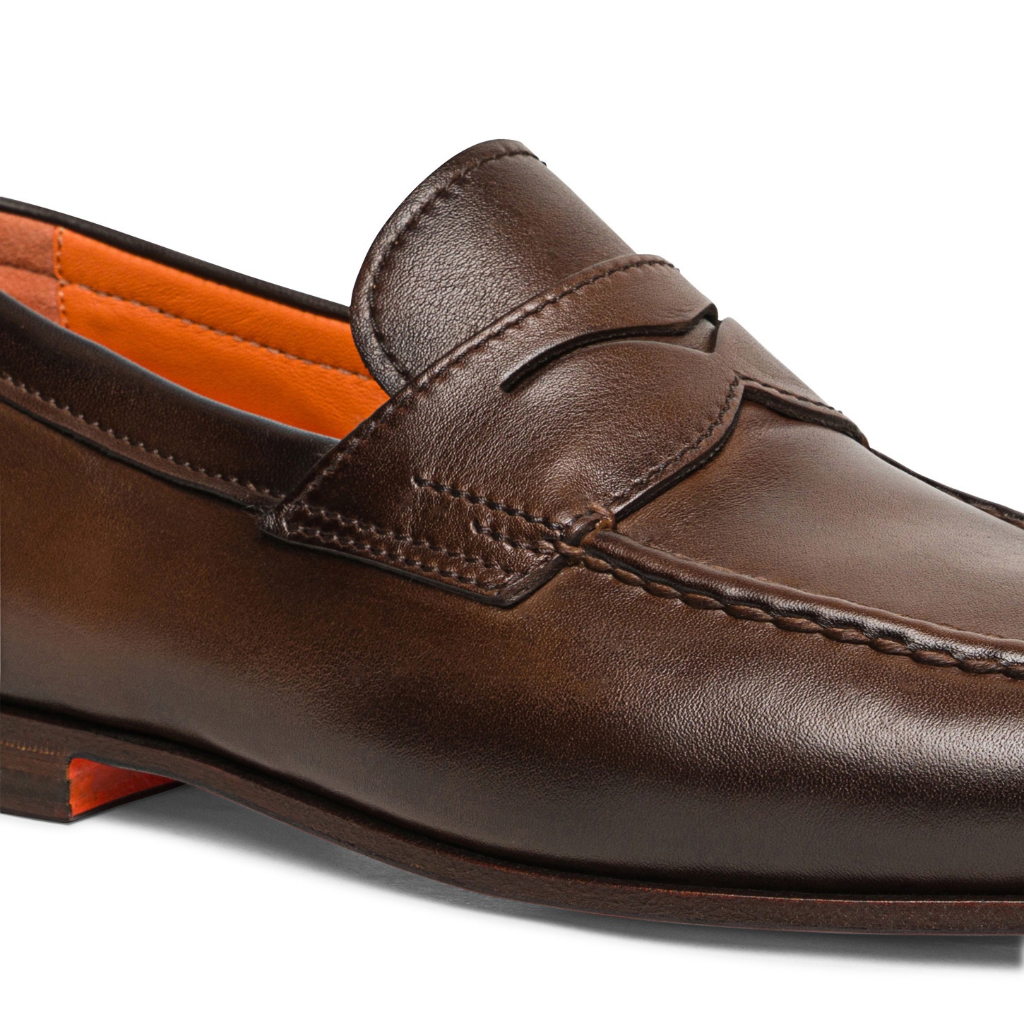 Men’s polished brown leather penny loafer - 5