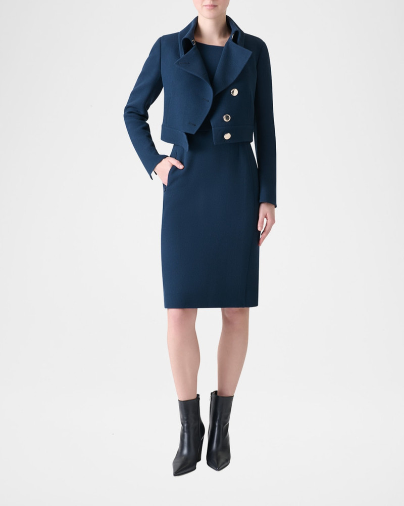 AKRIS Dana Asymmetric-Button Wool Crepe Jacket outlook