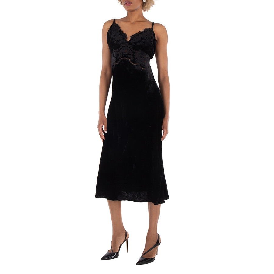 Farm Rio Ladies Black Richelieu Velvet Slip Dress, Size Large - 2